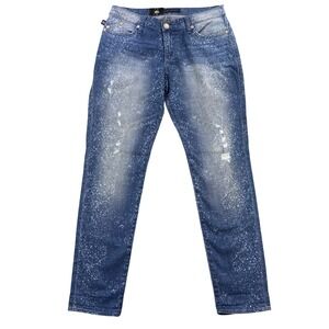 Rock Republic Women's Size 8 Boyfriend Jeans Blue Distressed Speckled Wash